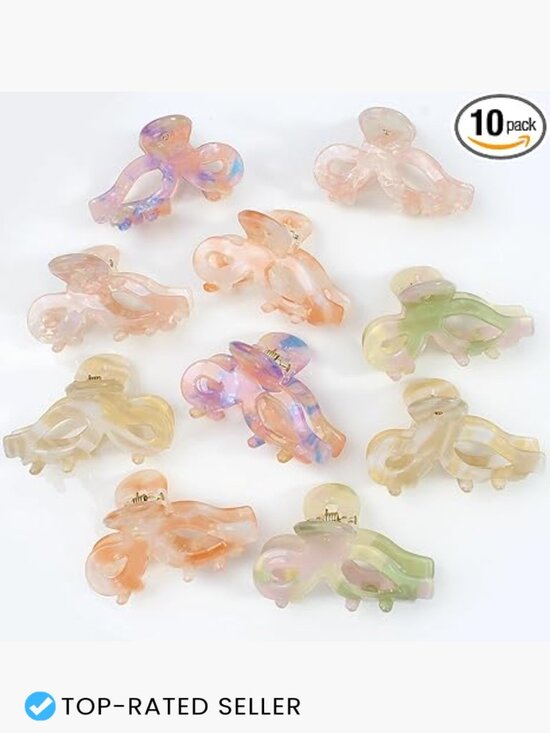 Accessories - 10 Pack Small Bow Hair Claw Clips Acrylic Cute Butterfly Barrettes Strong Hold